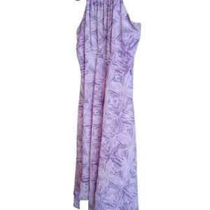 Evan Picone Vintage Boho Halter Dress Irregular Hem Mauve & Cranberry Flowy size